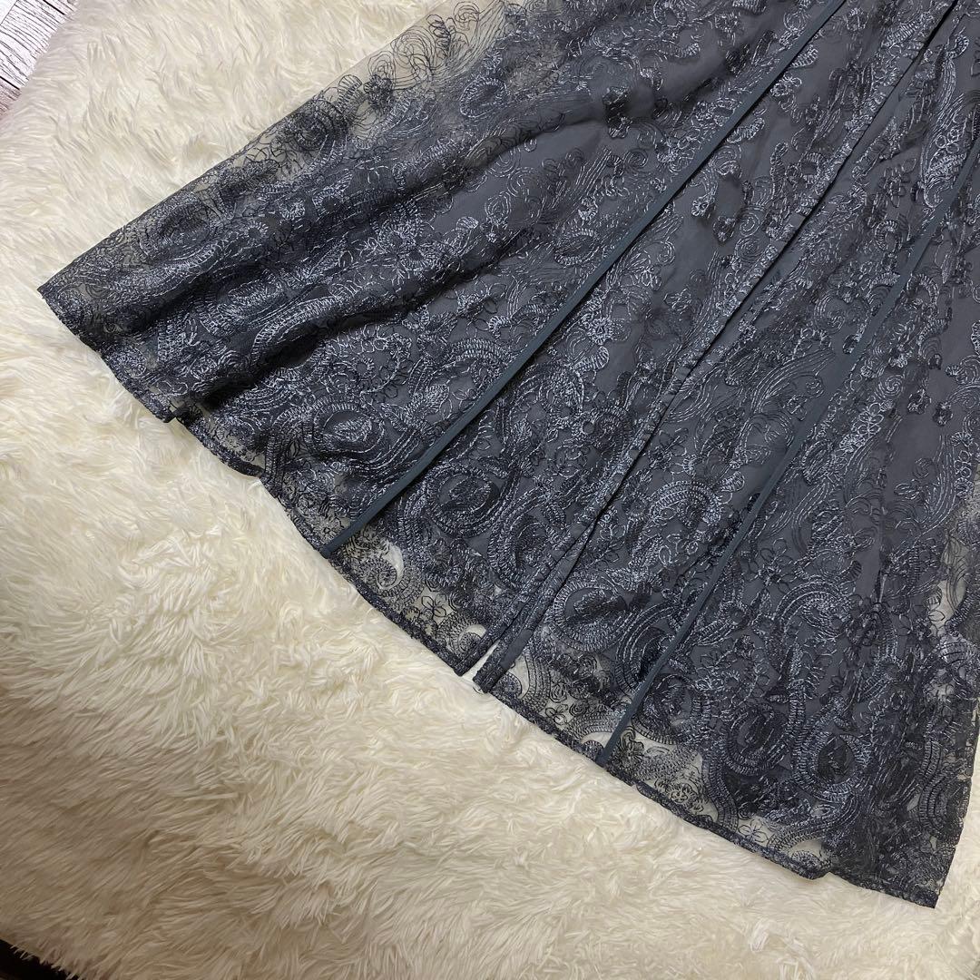 niana 刺繍 レース ロング カーデ キャミワンピ セットドレス 結婚式 M