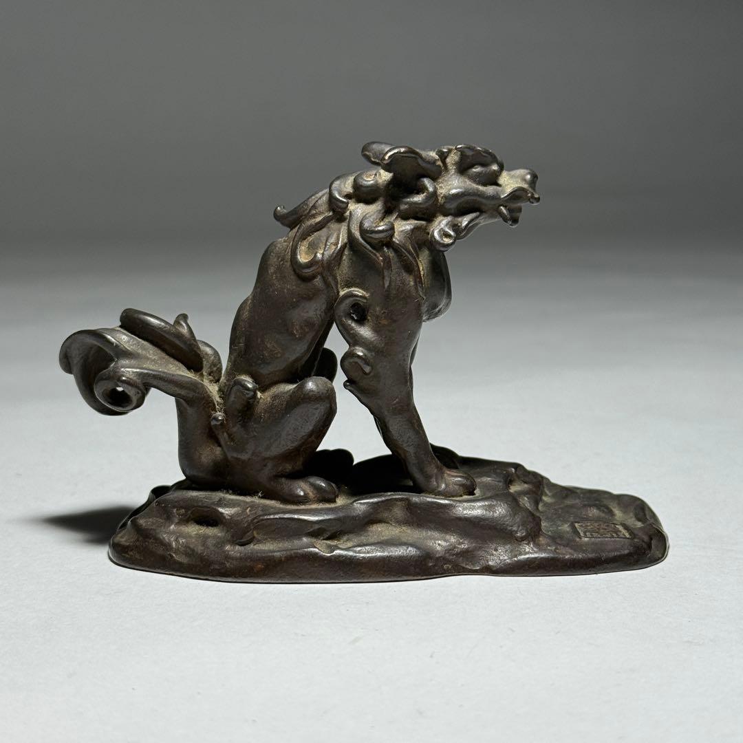 ◆ 銅獅子置物 【名取川雅司】作 斗鎮 文鎮 高岡銅器 ブロンズ 書道具 未使用