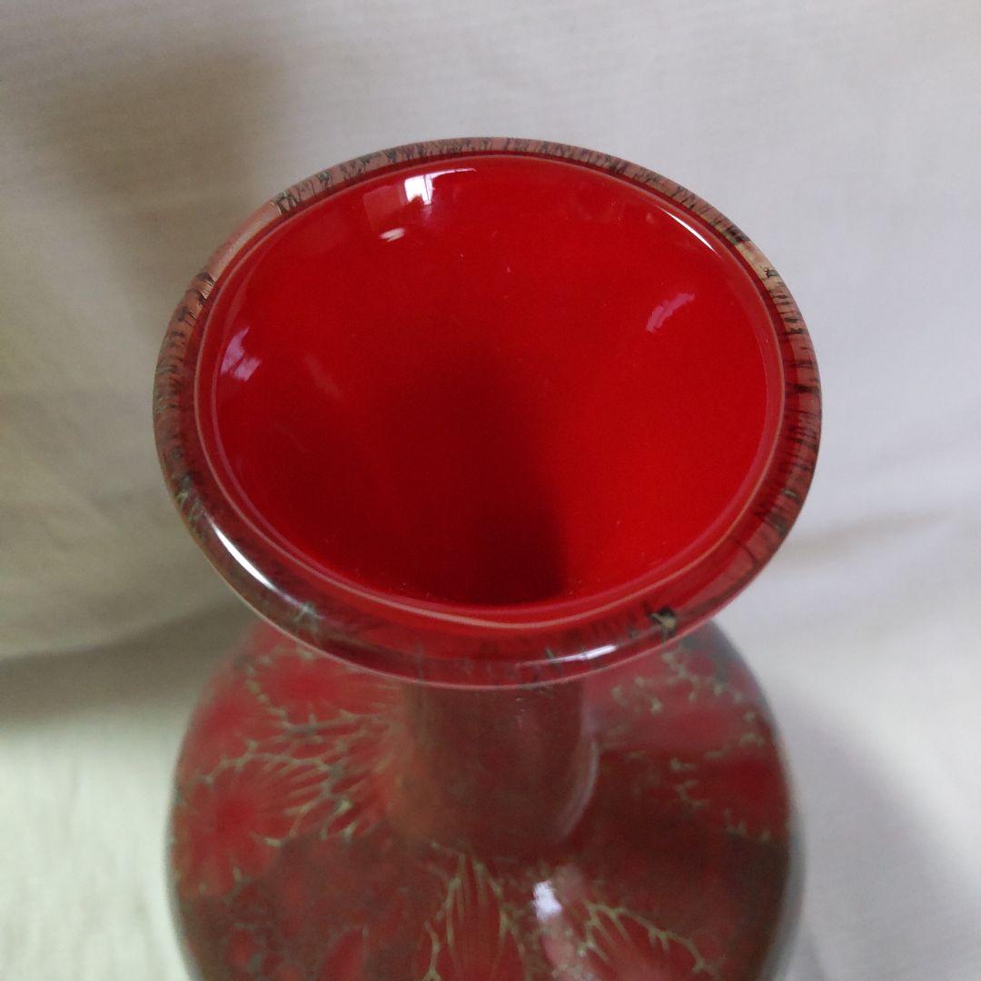 窯変硝子　花瓶　陶器の様な不思議な色ガラス　フラワーベース　炎宴