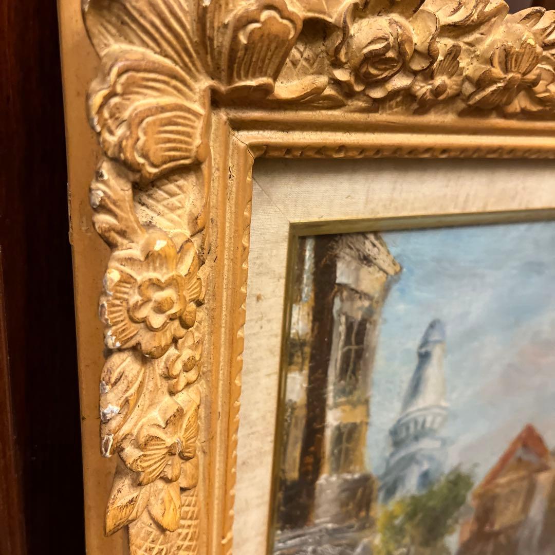 【更に値下げしました】風景画 油彩画 装飾的フレーム付き