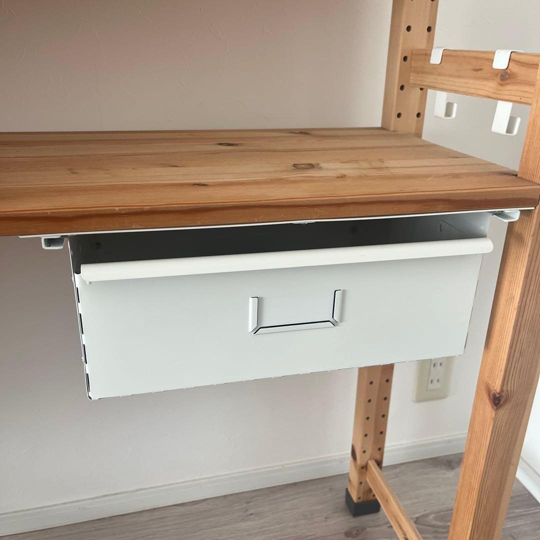 IKEA IVER 木製4段シェルフ 扉付き収納 引き出し付き