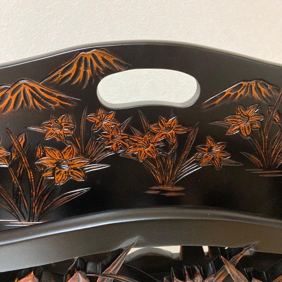 伝統工芸 日光彫 百合の花 マガジンラック 木彫り 和風