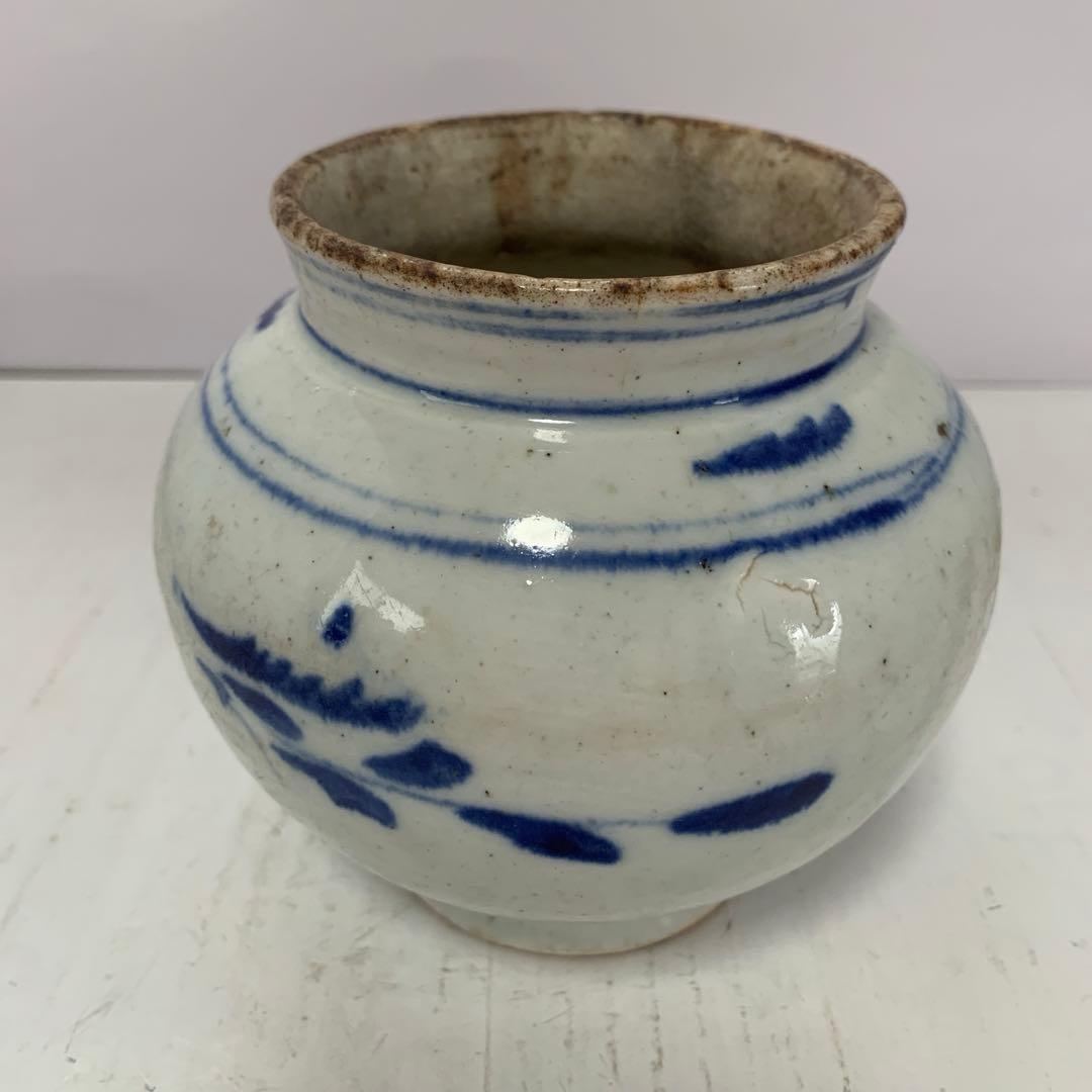 李朝　染付　白磁　壺　韓国美術　送料込み