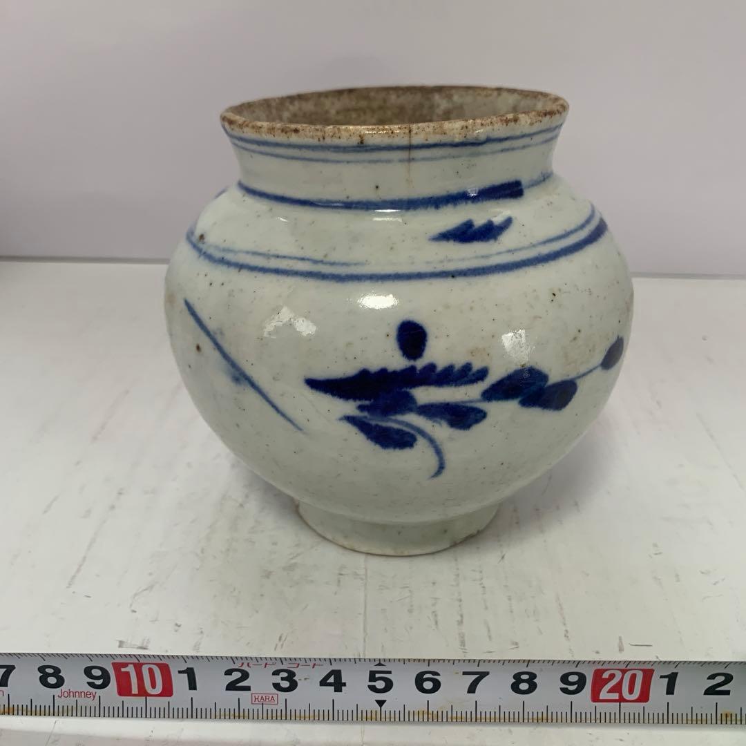 李朝　染付　白磁　壺　韓国美術　送料込み