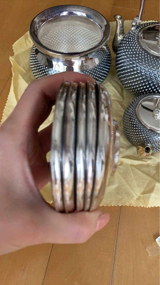 純銀刻印秀峰作茶器セット共箱付 重量1338g 煎茶道具骨董工芸最終価格３５万円