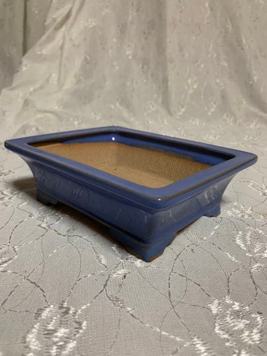 美芸　長方　青　盆栽鉢