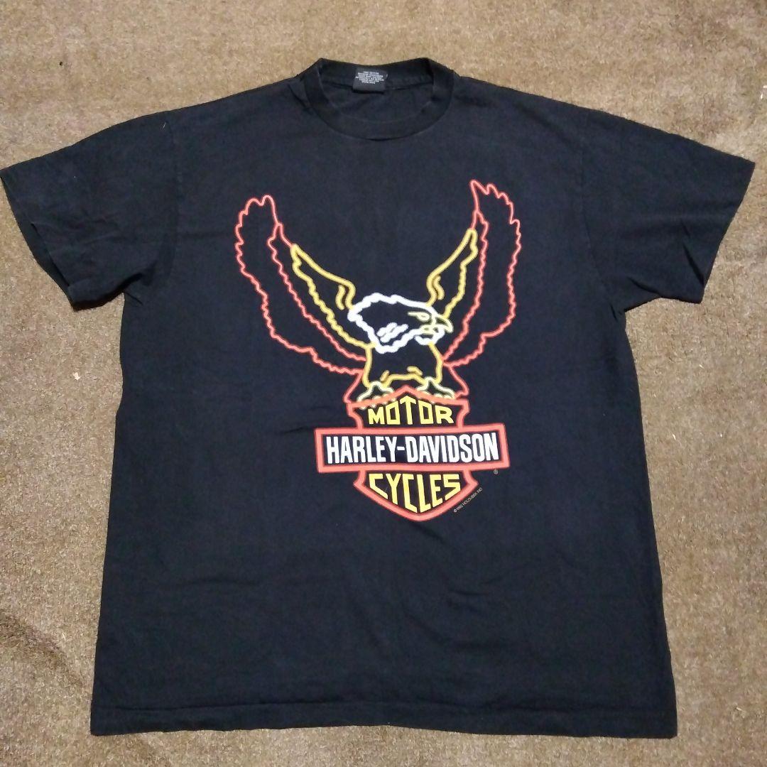 90's HARLEY DAVIDSON ネオンプリント ヴィンテージ Tシャツ