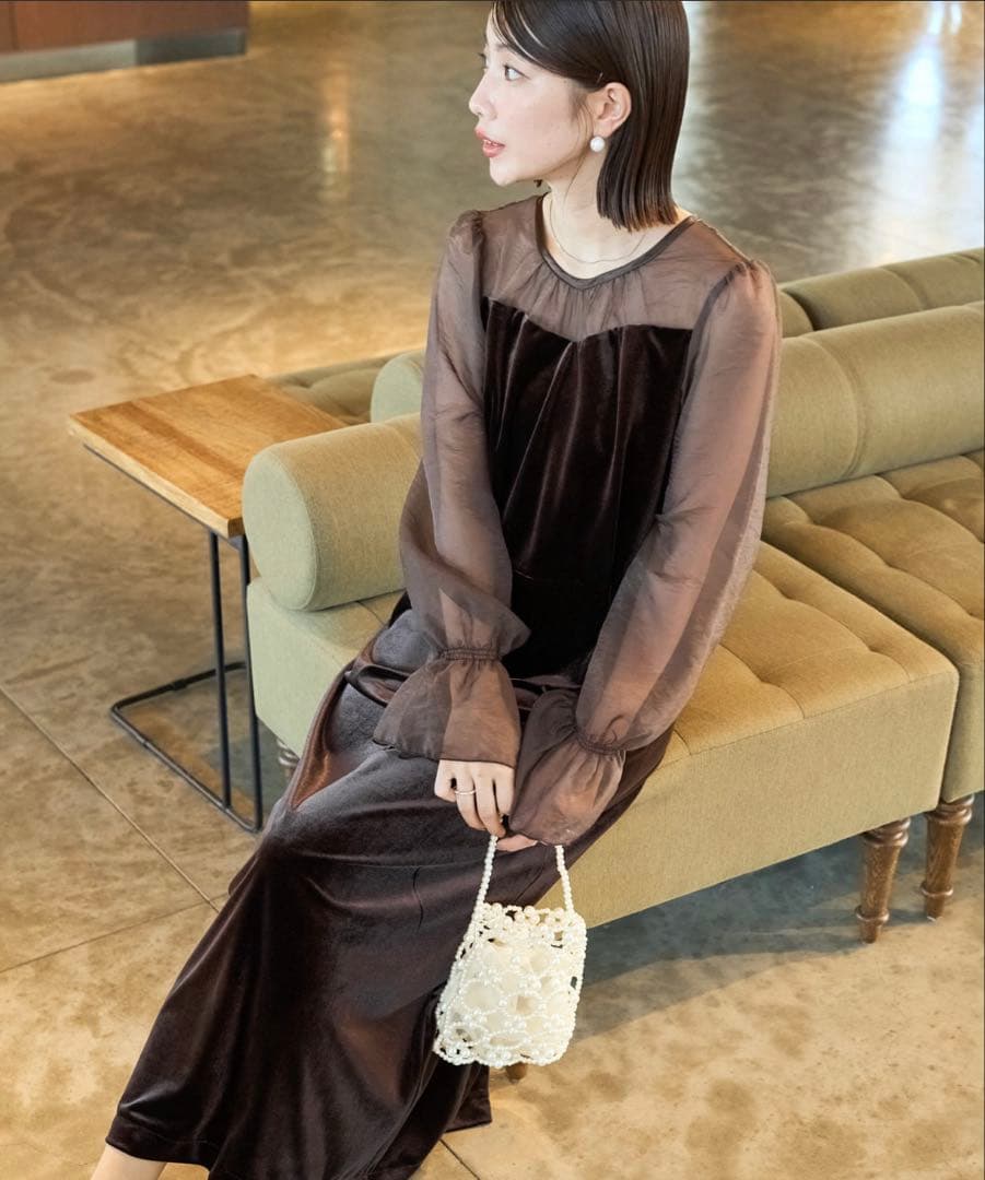 FREAK'S STORE ブラウン 長袖 ロングワンピース