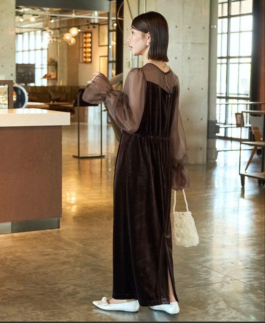 FREAK'S STORE ブラウン 長袖 ロングワンピース