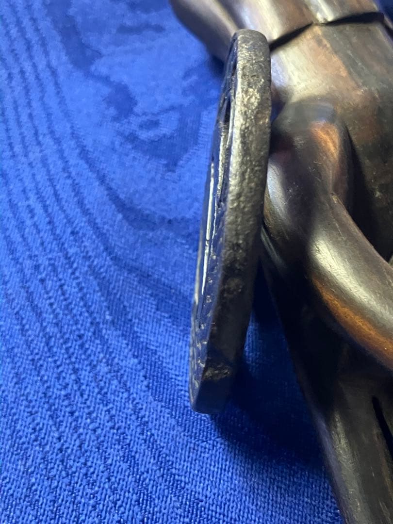 鍔　日本刀　武士　海　松　光来作　鉄鍔