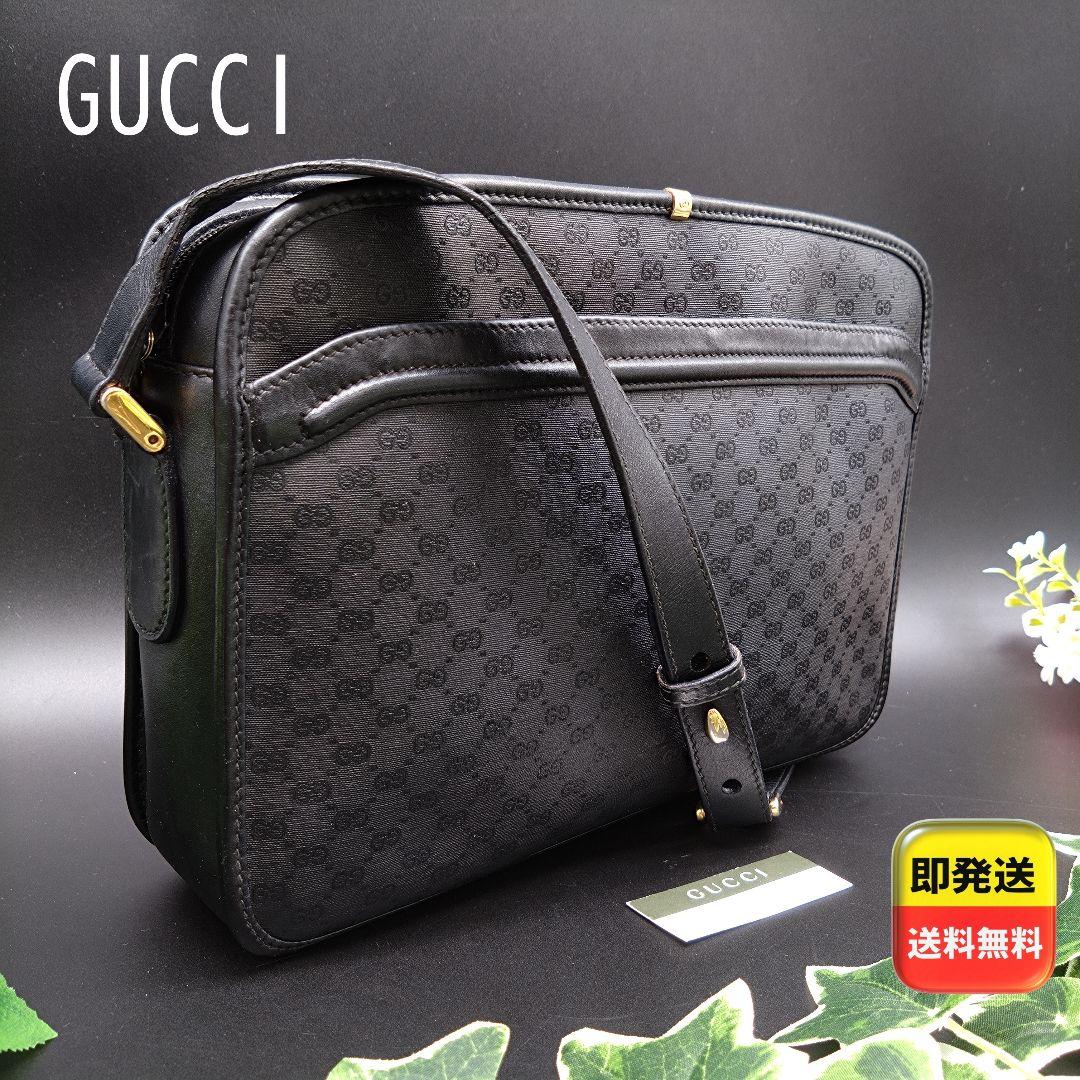 GUCCI ショルダーバッグ GG柄 クロスボディ バッグ 黒 オールドグッチ