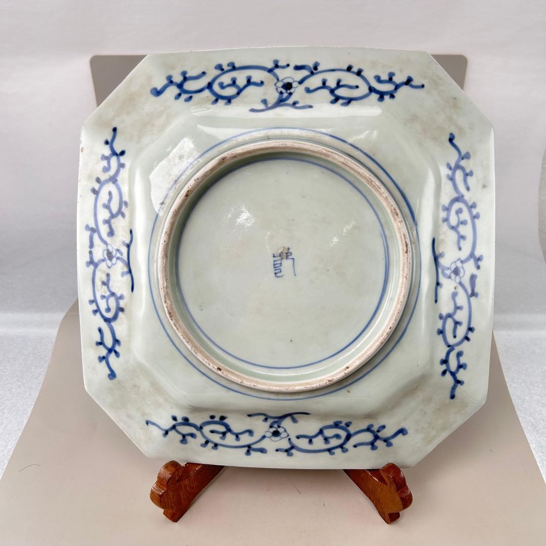 古伊万里 染付 山水文 八角大皿 飾り皿 和食器 骨董 アンティーク