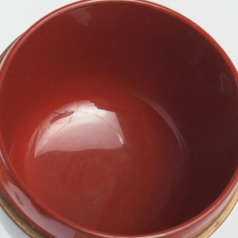 茶道具　山中塗　中嶋宗峰作　立雛蒔絵　内朱　中棗　共箱　V　9624