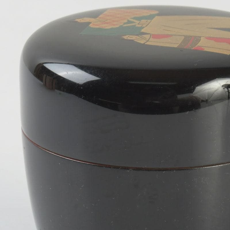 茶道具　山中塗　中嶋宗峰作　立雛蒔絵　内朱　中棗　共箱　V　9624