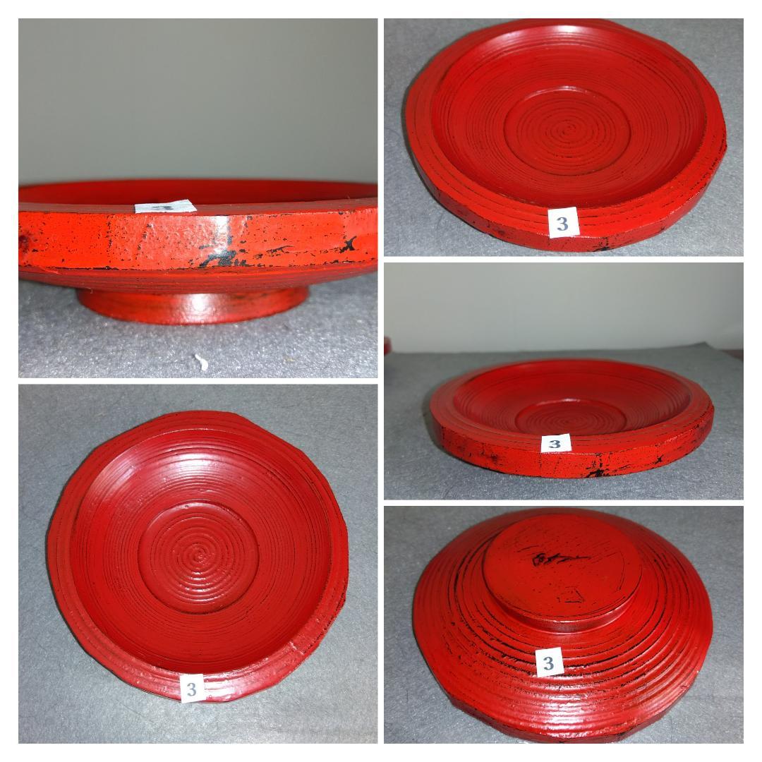 【ayun3出品】 越前漆器　山岸厚夫粗挽き根来塗茶托(多目的小皿)