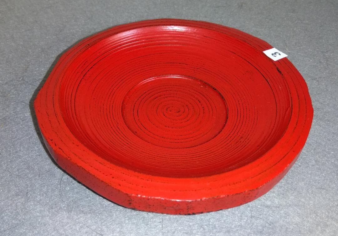 【ayun3出品】 越前漆器　山岸厚夫粗挽き根来塗茶托(多目的小皿)