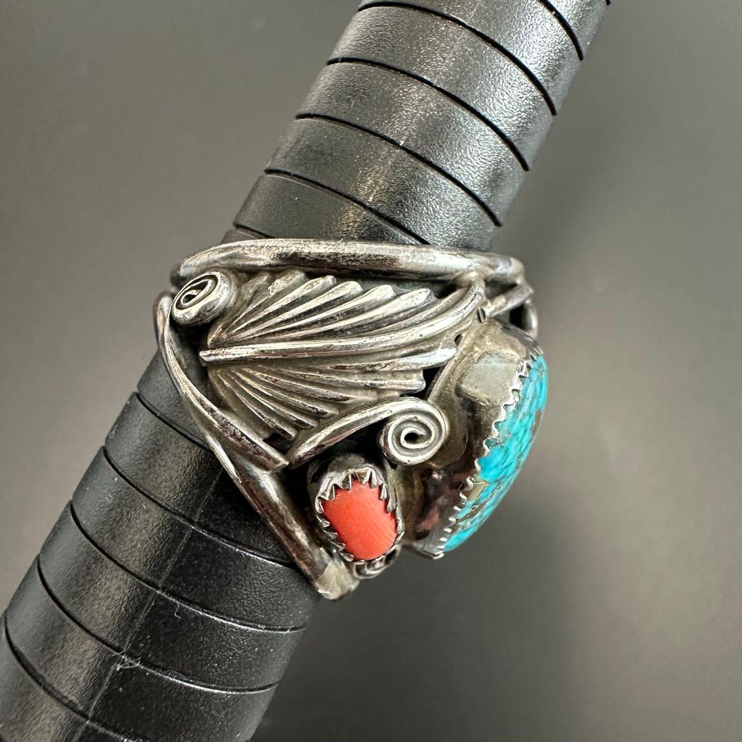 Navajo Running Bear キングマンターコイズ リング 24号