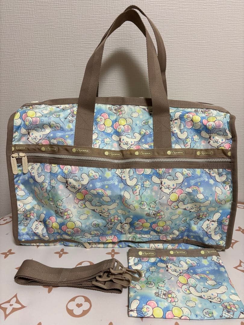 レスポートサック　サンリオシナモロールボタニカル　ボストンバッグ ラージサイズ