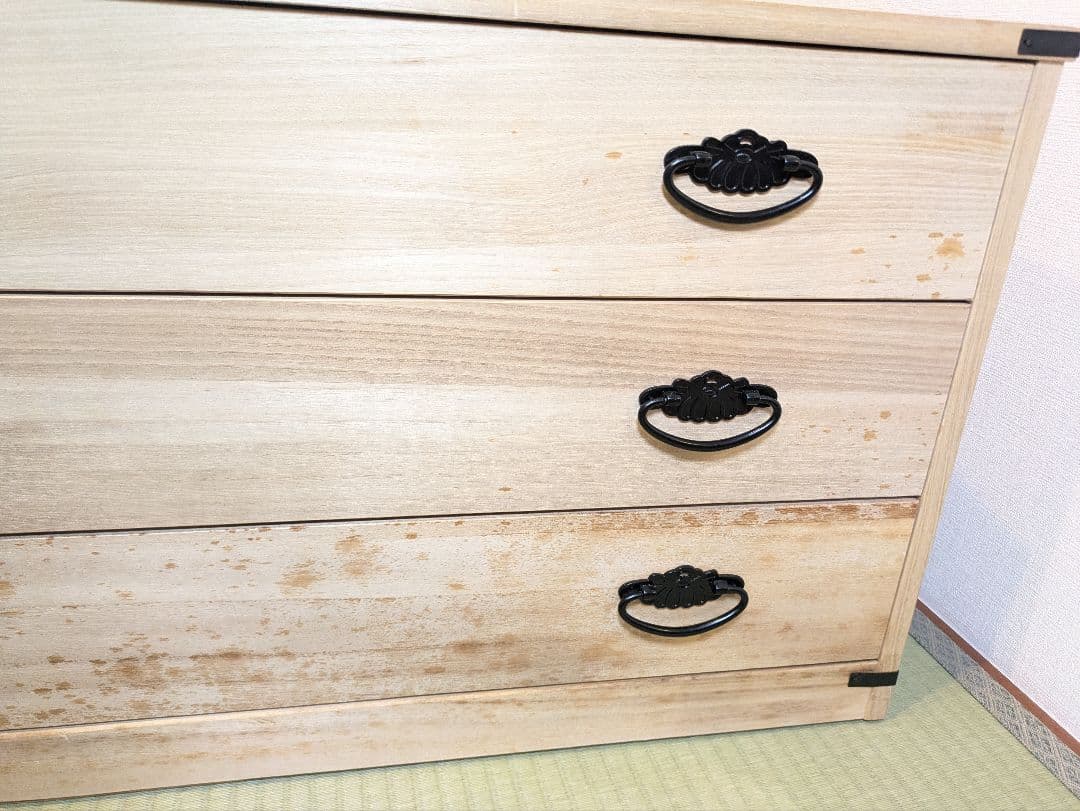 天然木桐箪笥　3段　桐タンス　マーゼルン