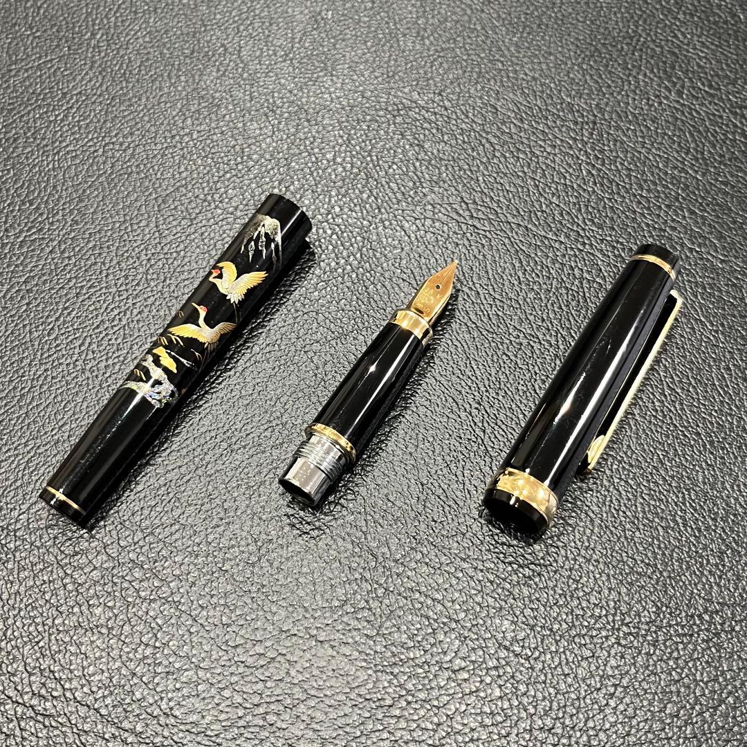 【USED】PLATINUM プラチナ万年筆　「鶴と富士山」　近代蒔絵　昇峰