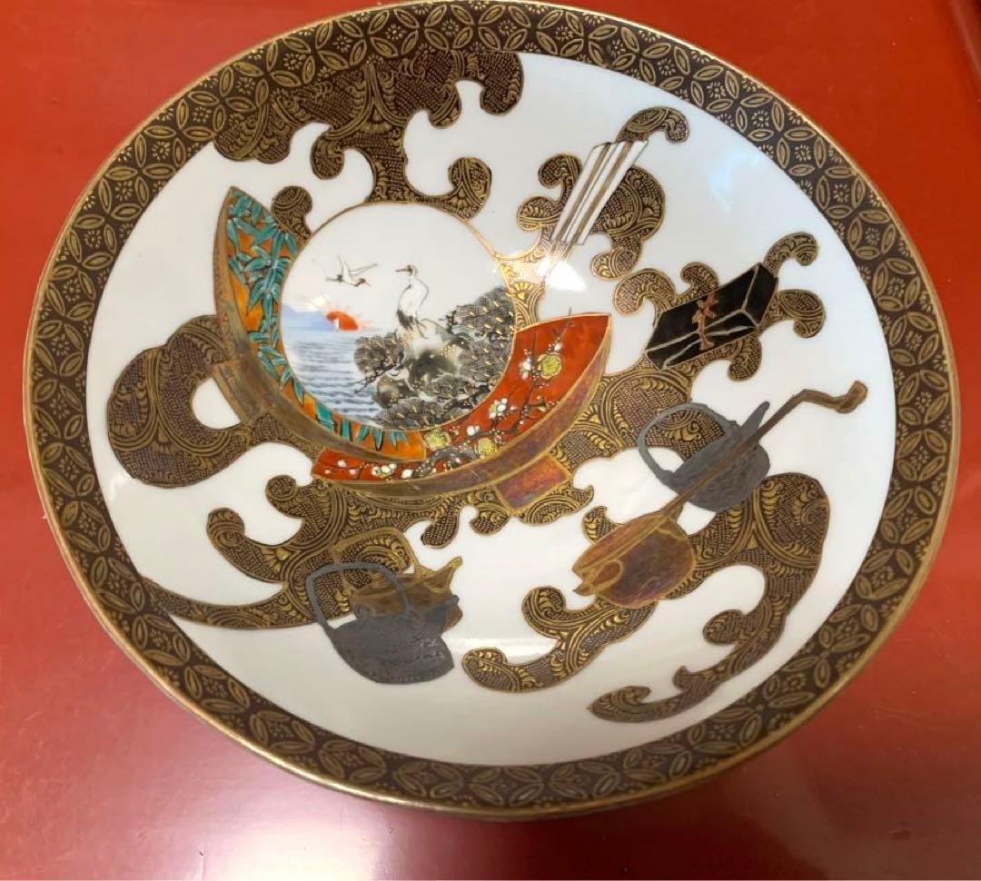 ★骨董品★ 蔵出し 38 九谷焼 茶碗 丼 2個セット 手絵　金彩　お祝い