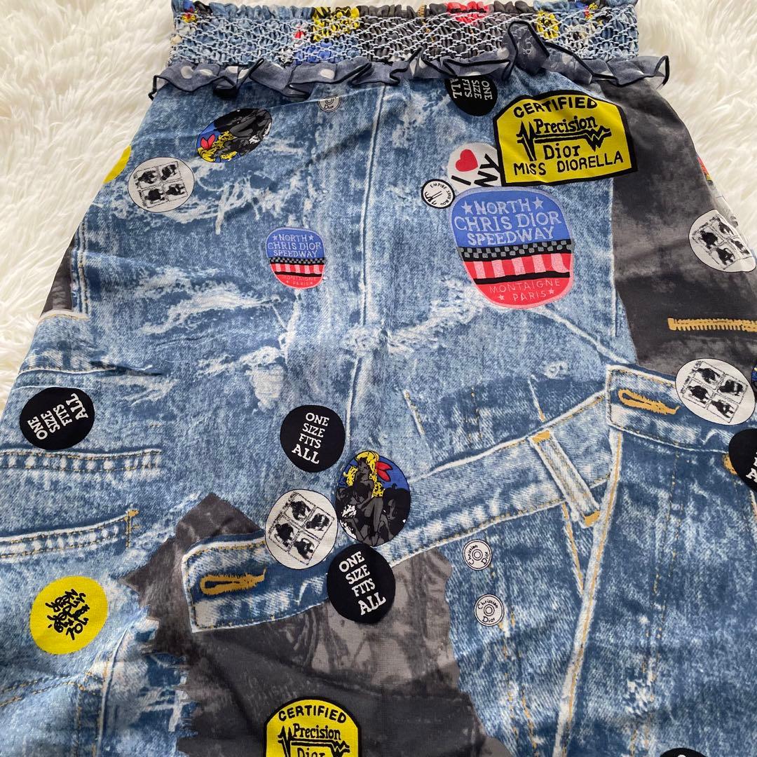 希少Chiristian Dior デニムプリント シルク100% スカート12