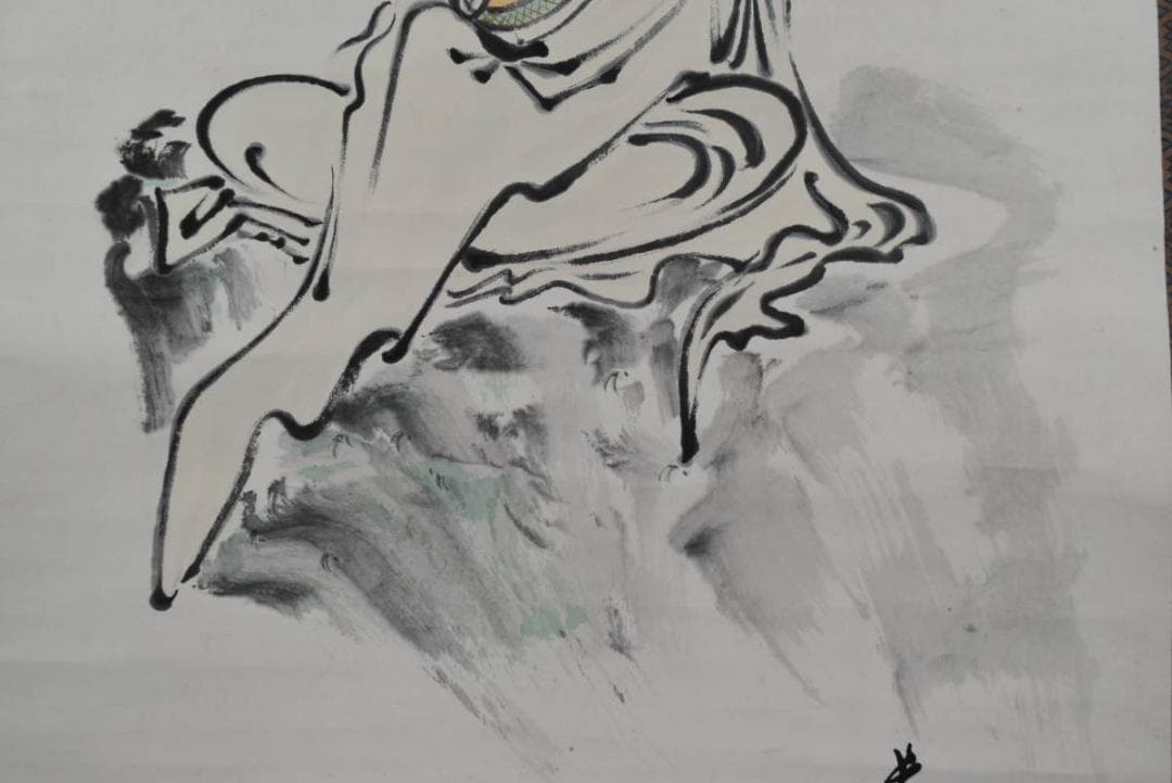 【真作】磯田長秋/観音図/掛軸/名家伝来/AA-870