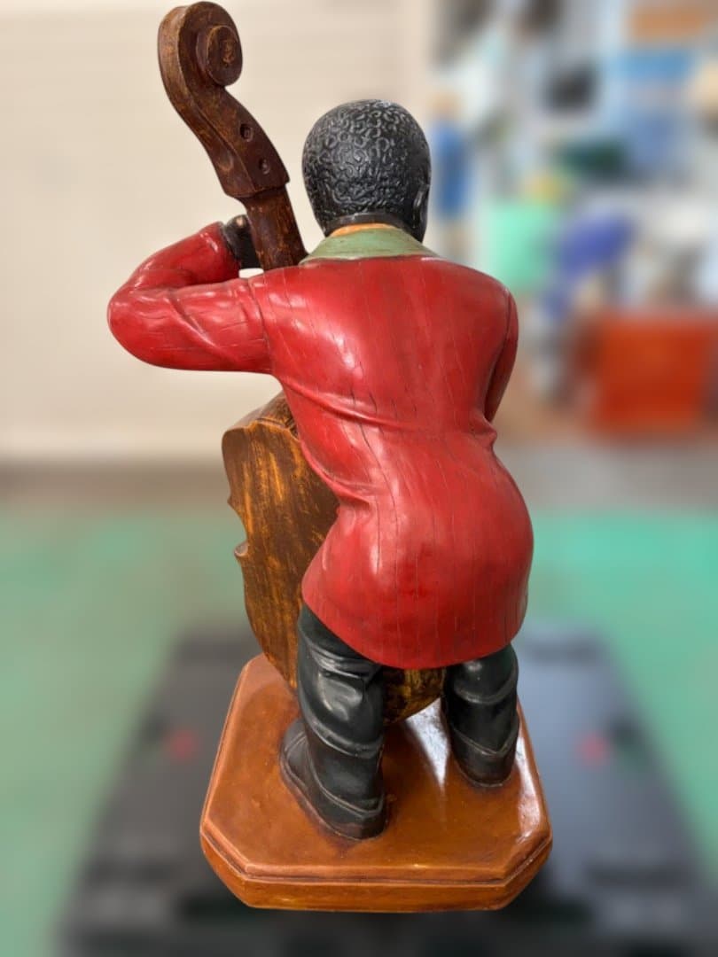 【希少】 大型　ジャズマン　ウッドベース　フィギュア　オブジェ　置物　レトロ