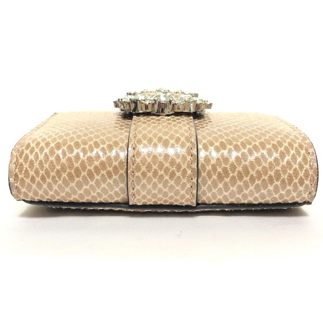 新品未使用　ジミーチュウ　三つ折り財布　シェリ　カラーストーン　リザード柄