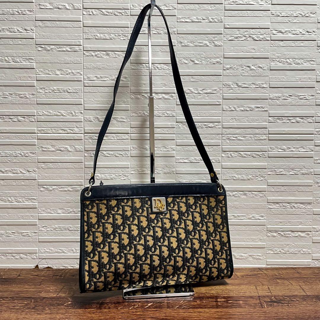 ディオール トロッター キャンバス × レザー ショルダー バッグ ポーチ