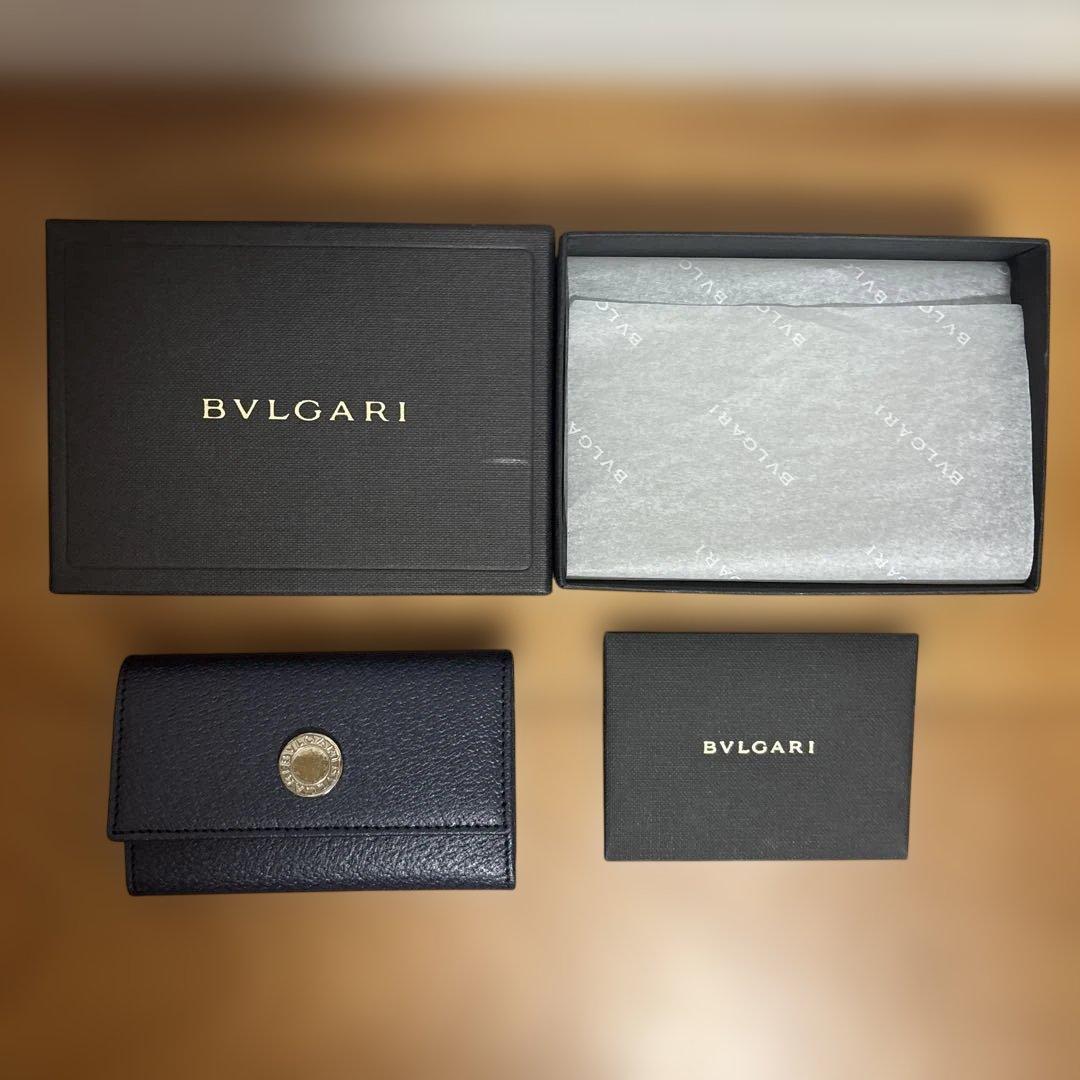 BVLGARI ネイビー レザー キーケース