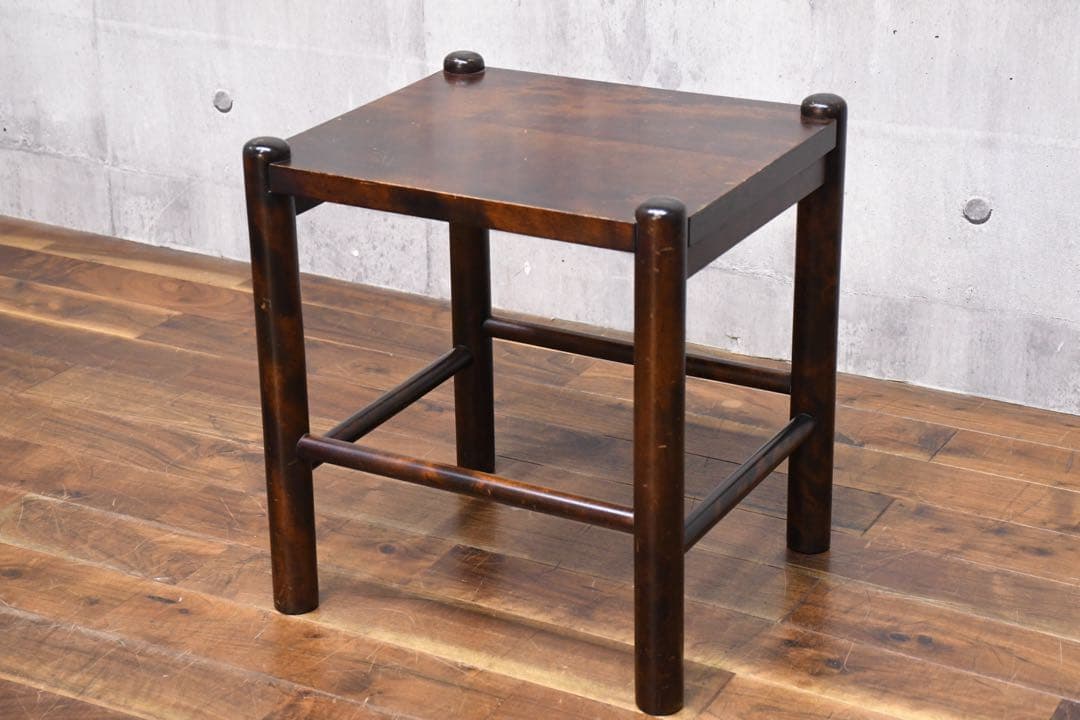 EIK42 北海道民芸家具 #670 スツール カバ/樺 無垢材 板座 腰掛け