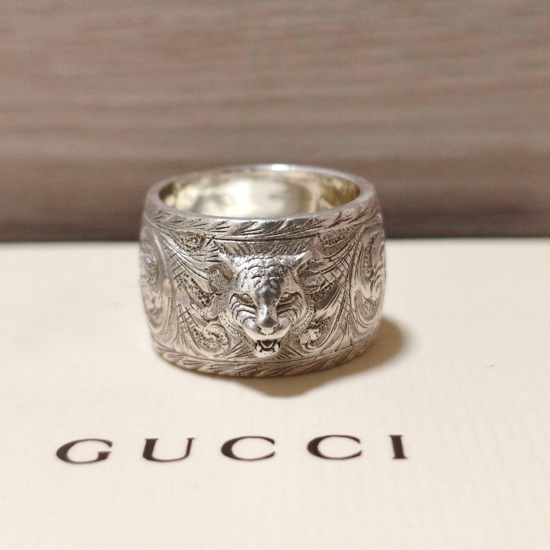 【美品】GUCCI グッチ キャットヘッド シルバーリング ミケーレ 19号