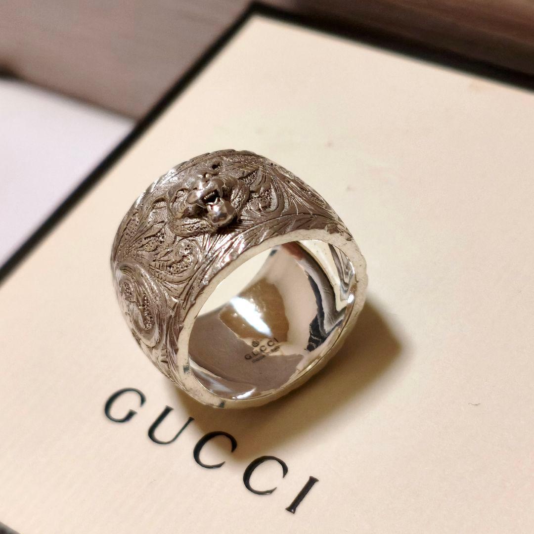 【美品】GUCCI グッチ キャットヘッド シルバーリング ミケーレ 19号