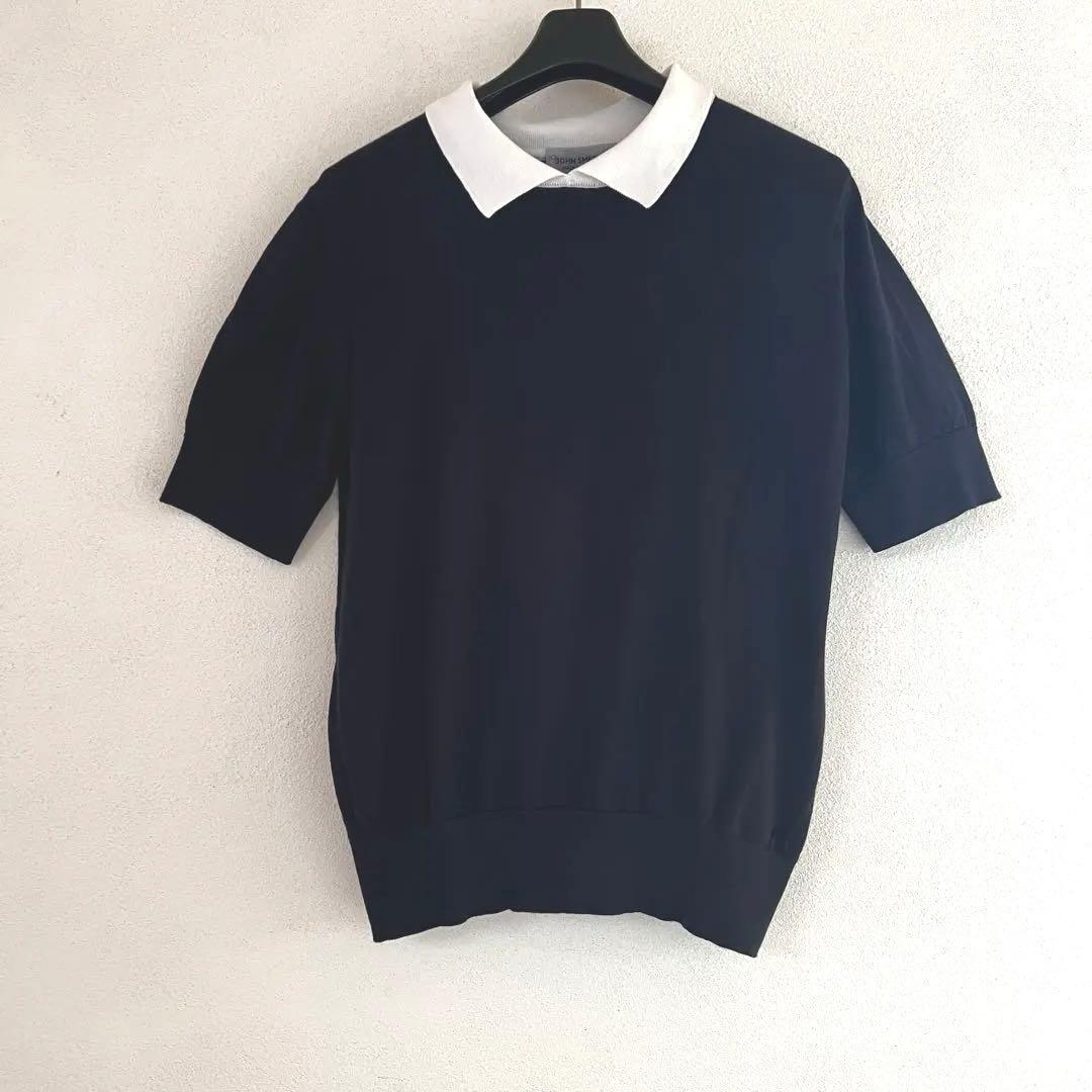 JOHN SMEDLEY ネイビー 半袖ポロシャツ