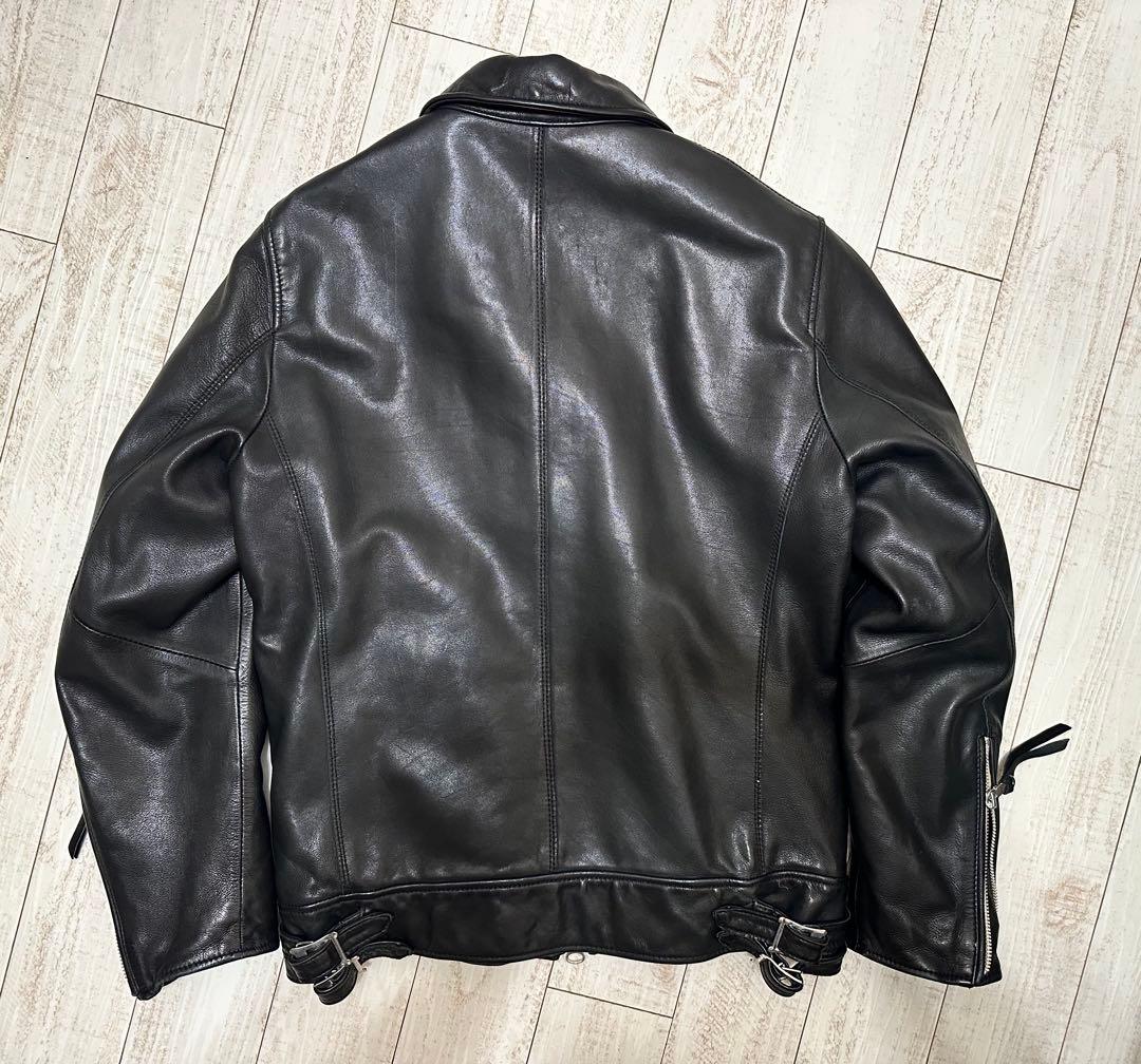 ★美品 ナノユニバース 黒 ラムレザー シングルライダース Sサイズ ジャケット
