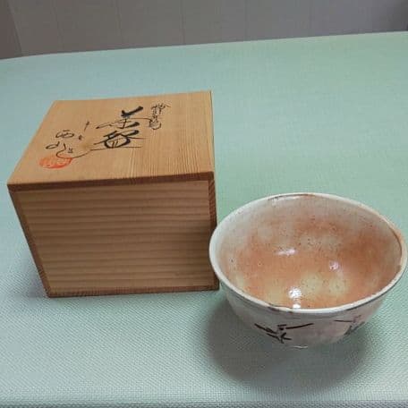 A 71 茶道 茶碗 清水焼・粉引立鶴 ( 新品未使用品 )