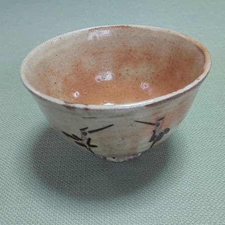 A 71 茶道 茶碗 清水焼・粉引立鶴 ( 新品未使用品 )