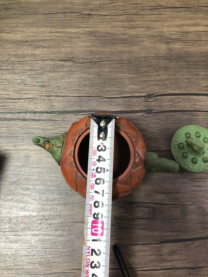 中国　紫砂　朱泥　鳥果実雕　急須　茶壷 蛙 蓮花