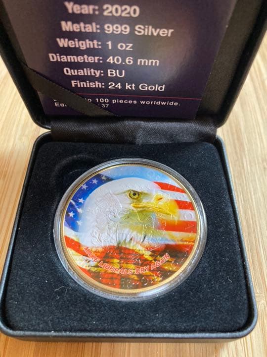 【世界限定100枚】レア　トランプ大統領　カラー銀貨　リベラル