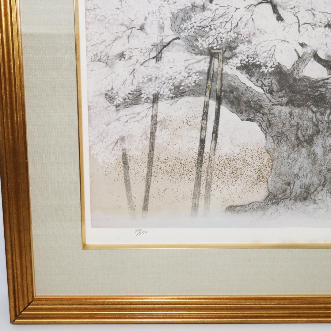 伊藤嘉晃 「淡墨桜」リトグラフ 80/250 共シール 額装