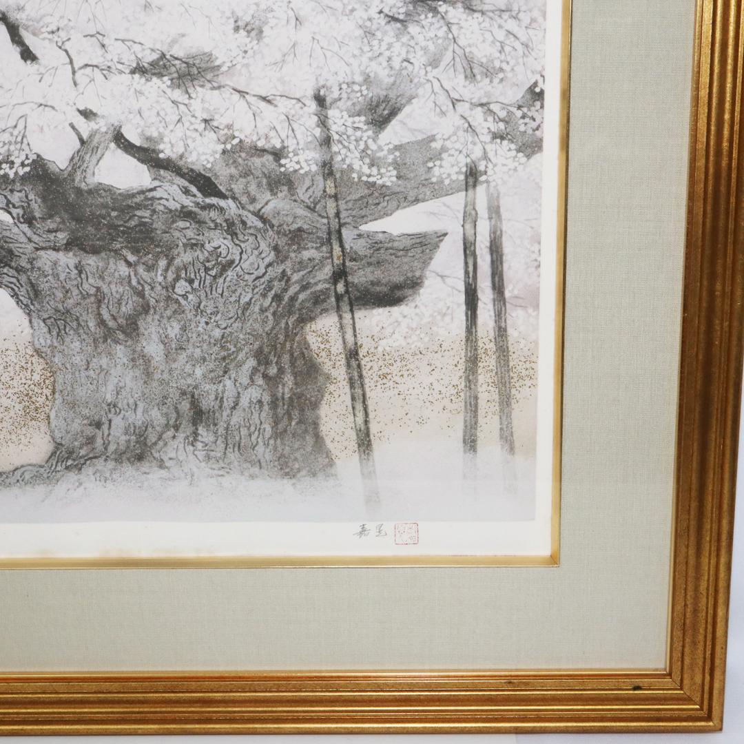 伊藤嘉晃 「淡墨桜」リトグラフ 80/250 共シール 額装