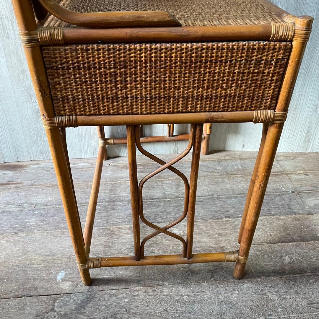 ラタン化粧台 ビンテージ アンティーク家具 ラタン家具 籐 鏡台 昭和レトロ