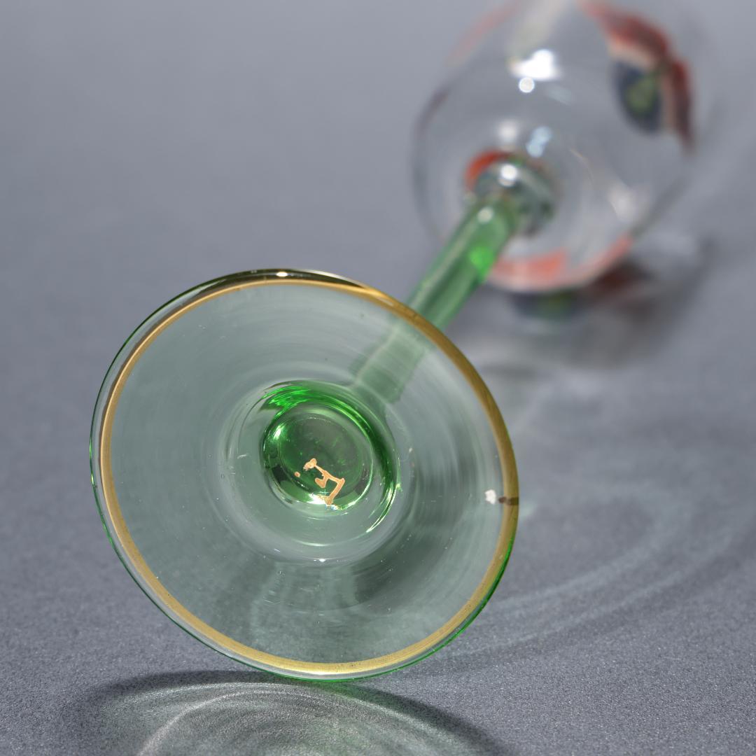 【美品】アンティークグラス　リキュール　花　オブジェ　花びら　R1343ダI