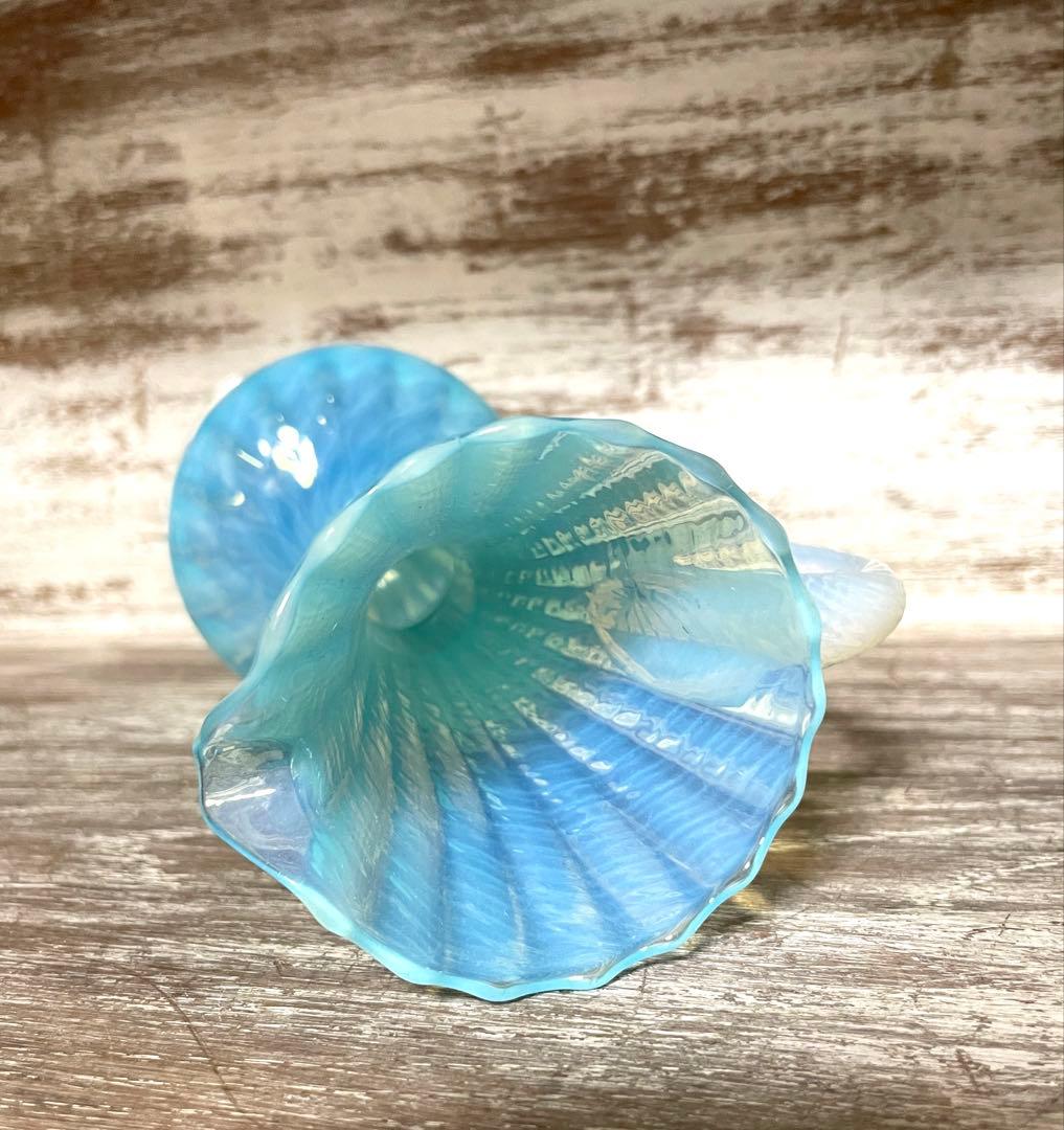 フランスアンティーク オパールセントガラス オパリン 花瓶 フラワーベース 花器