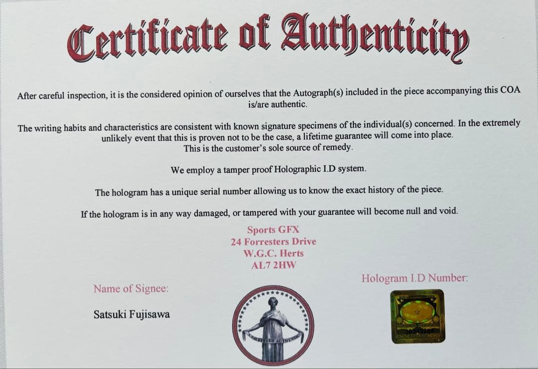 お値引きOK 藤澤五月さん 直筆サインフォト ロコ・ソラーレ 証明書付き 1枚③