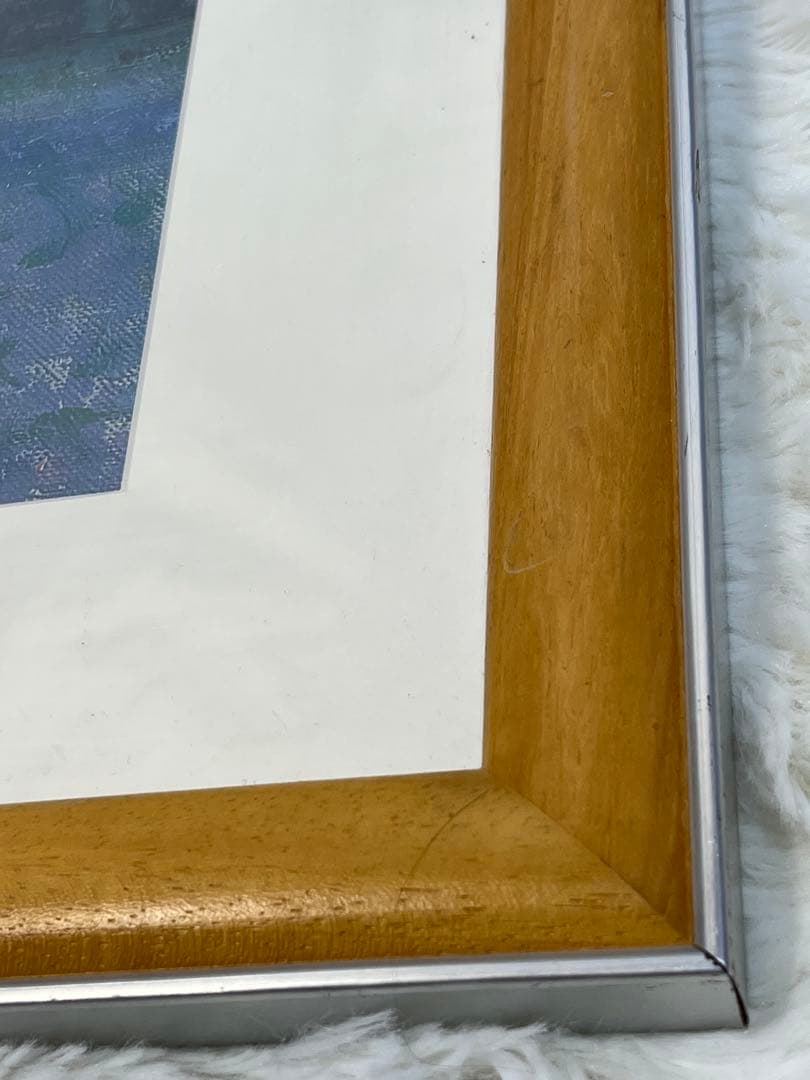 額入り85.0cm壁掛け アンドレ・ブーリエ 村の海岸 （印刷画） 1153