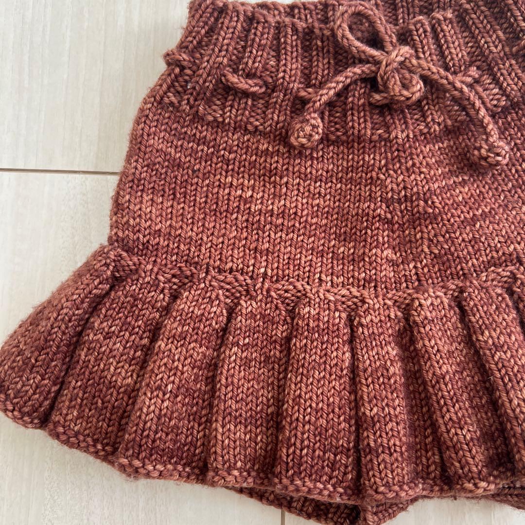 ブラウン ニット フリルスカート