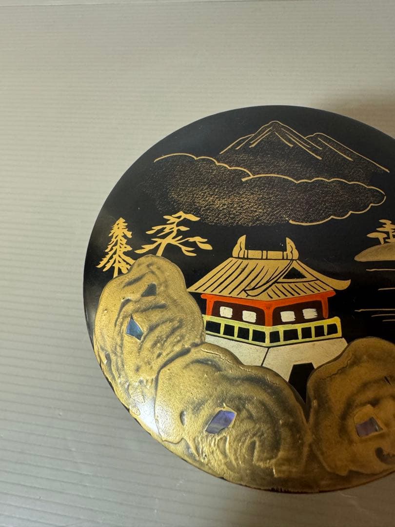 2766 漆器　金蒔絵　棗1客　皿4客