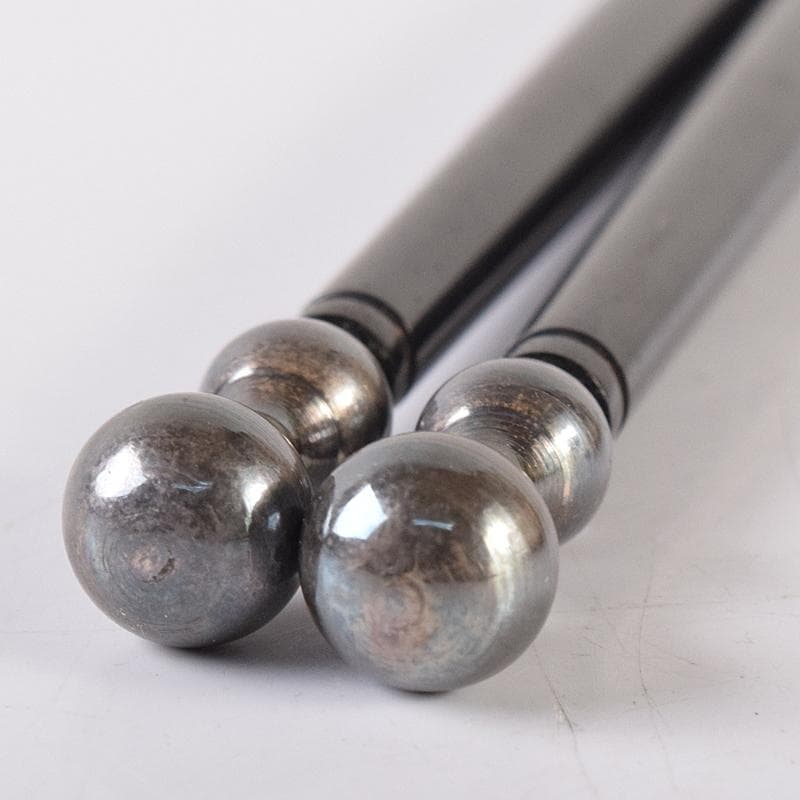 茶道具　竹影堂栄真造　にほんばし歌入　南鐐瓢頭　火箸　共箱　C　R8577